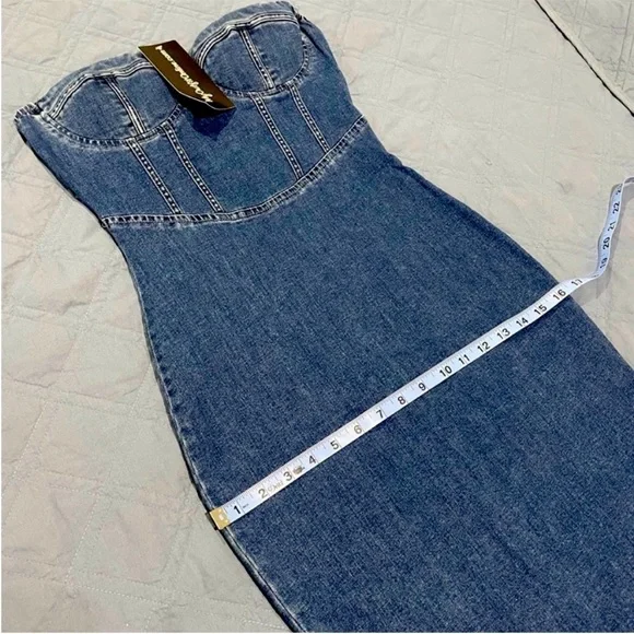 NWT Denim midi corset dress - Picture 4 of 6